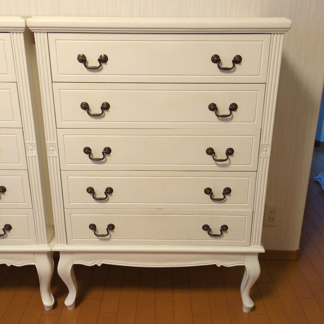 ホワイト木製チェスト 5段 ③