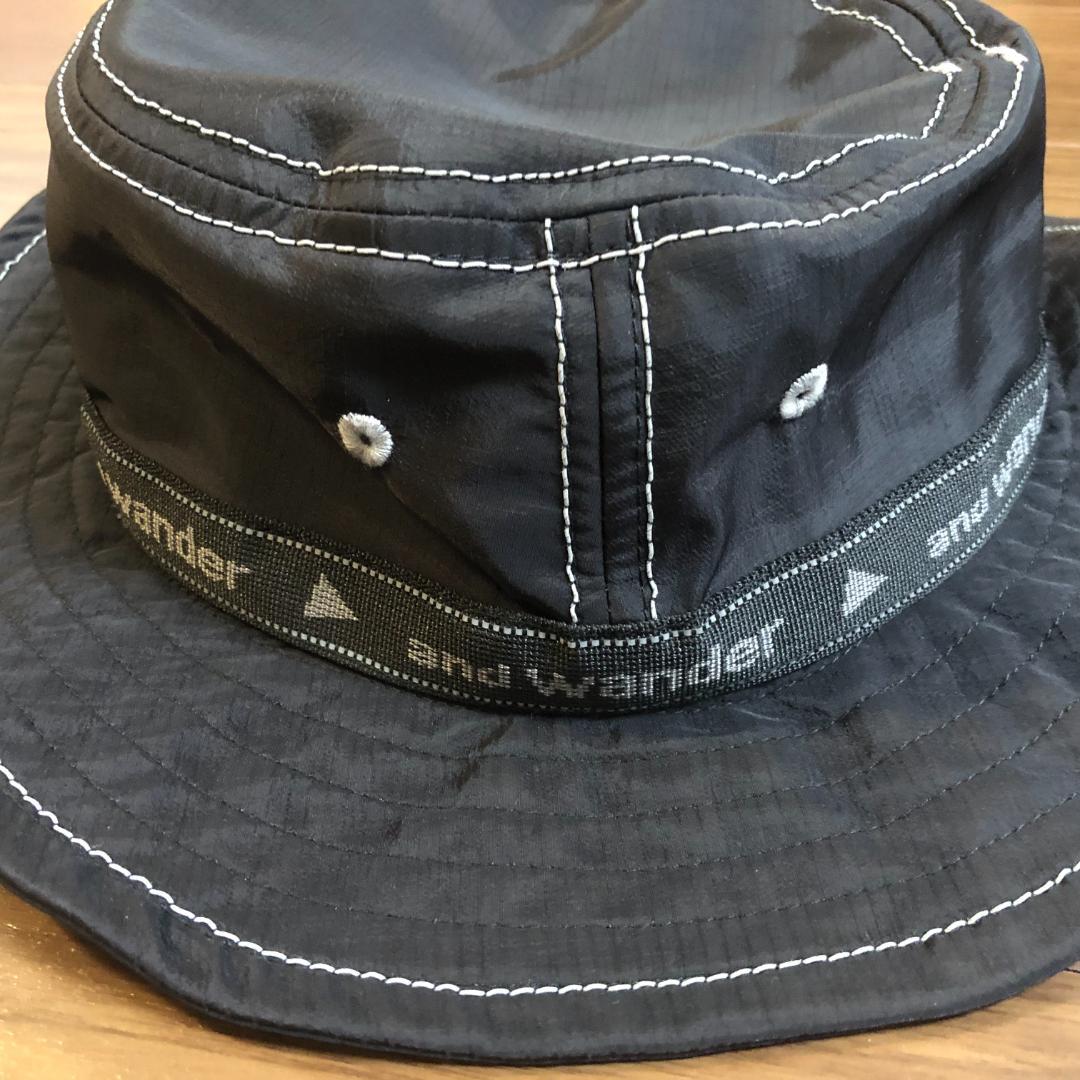 and wander アンドワンダー JQ tape hat 黒 BLACK