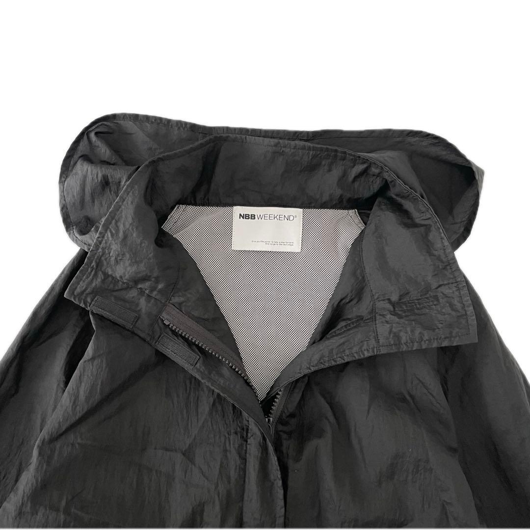 美品 NBB WEEKEND ナイロン撥水シワ加工 フルジップウインドコート