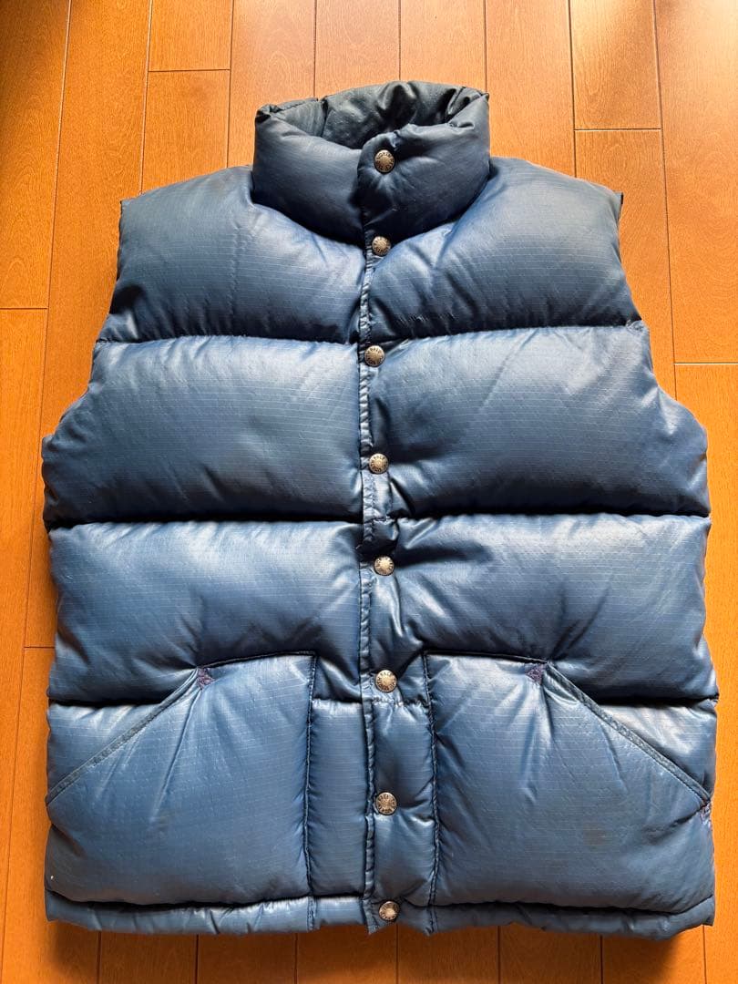 THE NORTH FACE 茶タグ、ダウンベスト S、70s、ネイビー