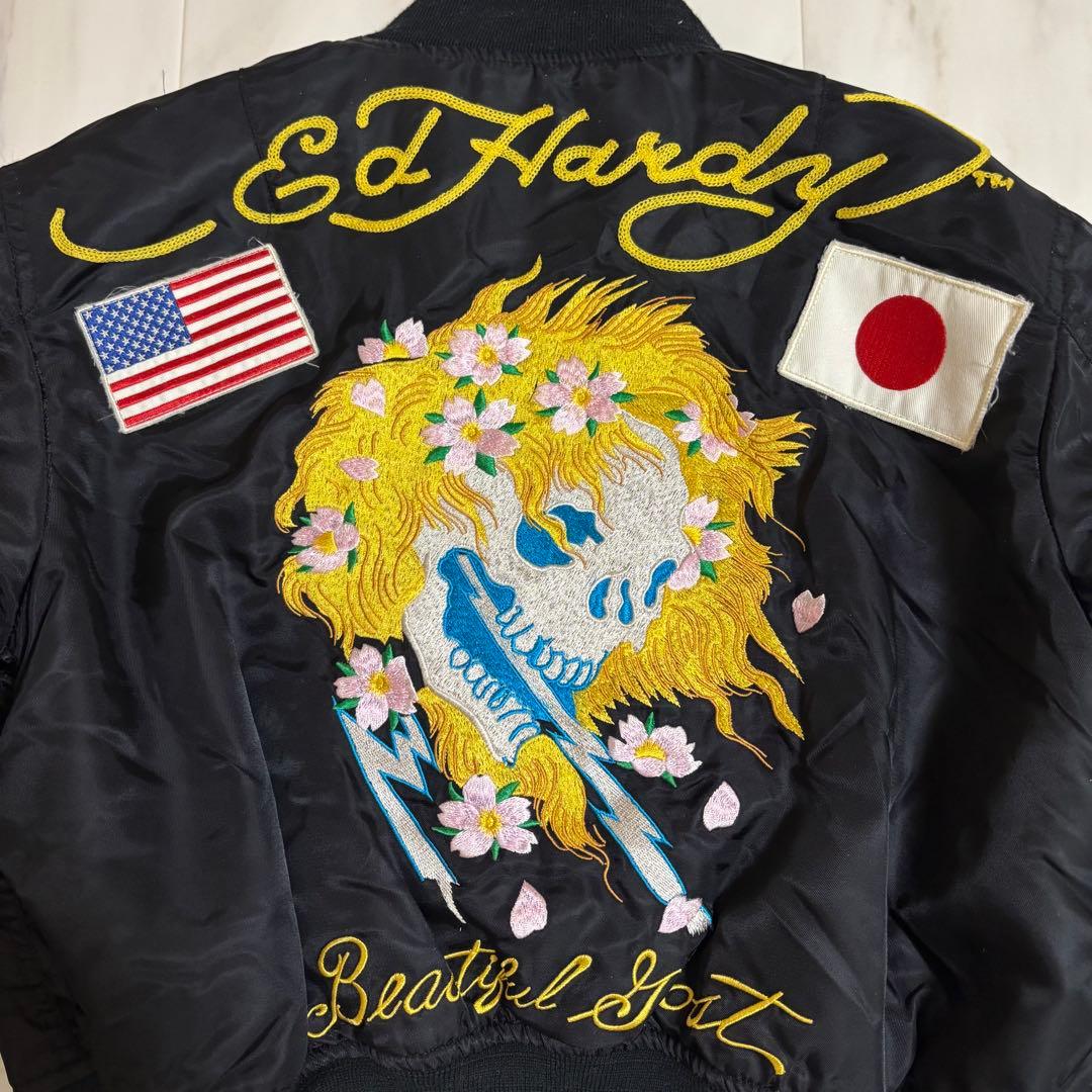 Ed Hardyエドハーディー　スカジャン　刺繍柄　レディースXS スカル　短丈