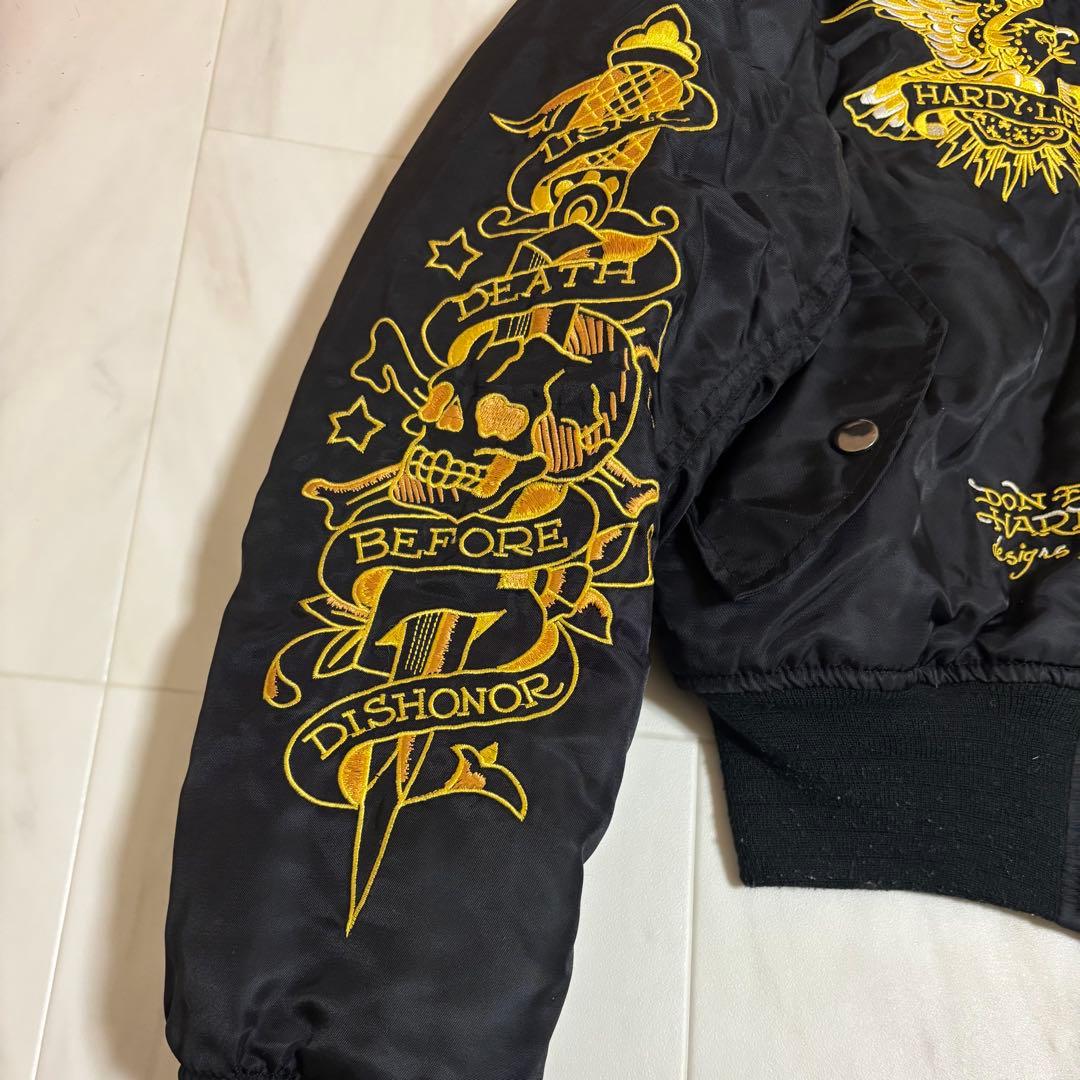 Ed Hardyエドハーディー　スカジャン　刺繍柄　レディースXS スカル　短丈