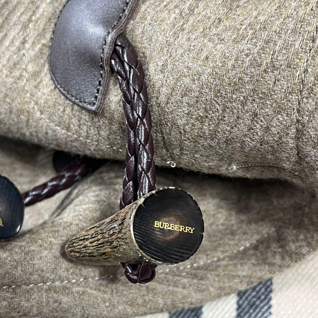 ✨極美品 バーバリーロンドン カシミヤ混 メガチェック ダッフルコート 本革