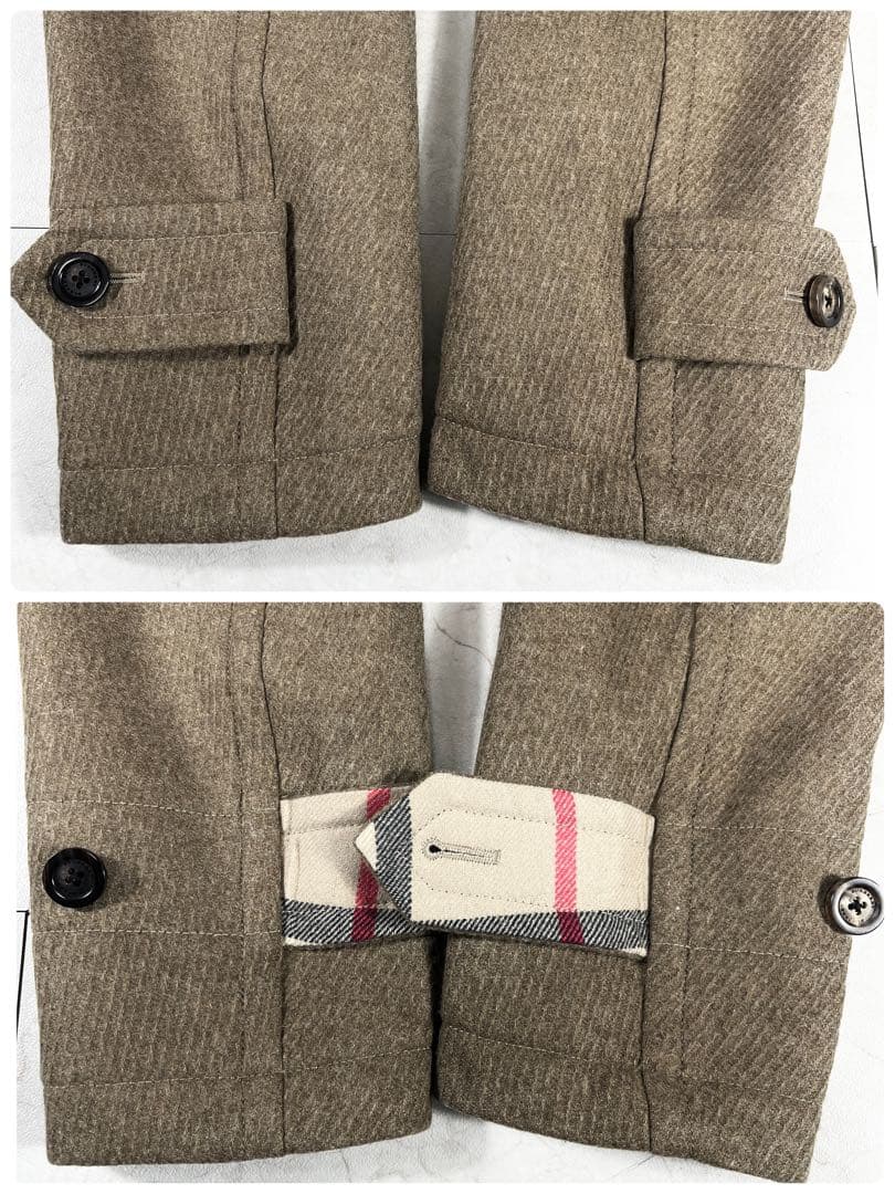 ✨極美品 バーバリーロンドン カシミヤ混 メガチェック ダッフルコート 本革
