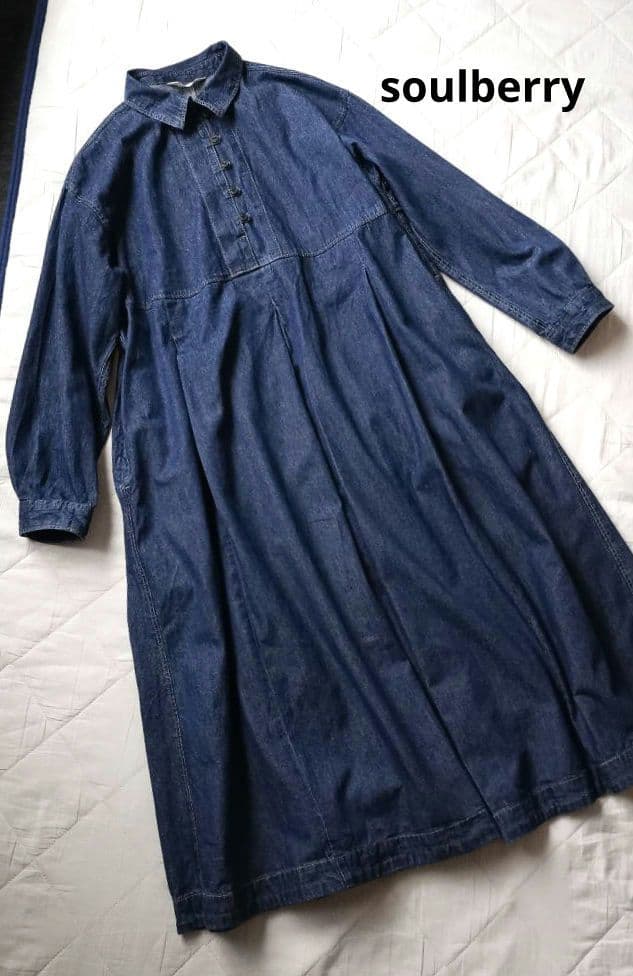 美品　soulberry　デニムワンピース　インディゴ　ソウルベリー　ゆったり