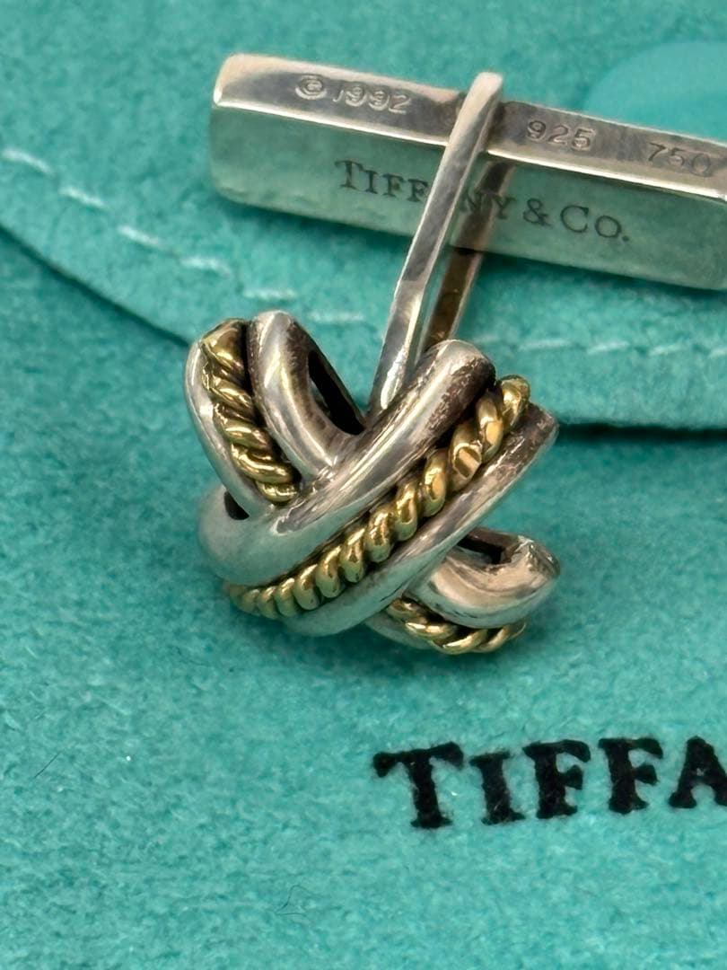 オールドティファニー　シグネチャー　ツイスト　カフス　925　750