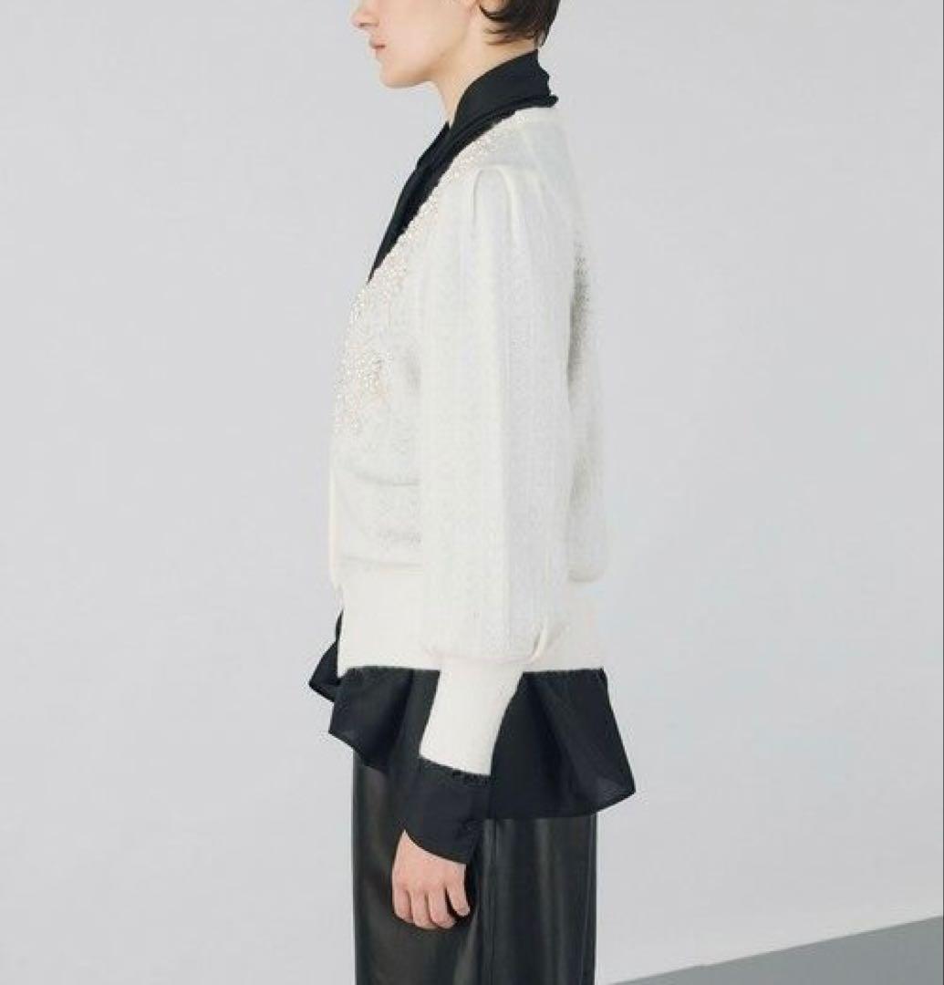 デプレ DES PRES 2024AW パールレースステッチVネックカーディガン