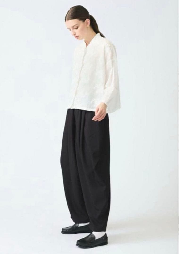 mizuiro ind レーススタンドカラーワイドシャツ