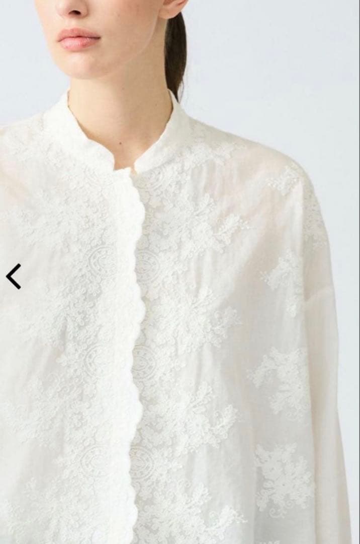 mizuiro ind レーススタンドカラーワイドシャツ