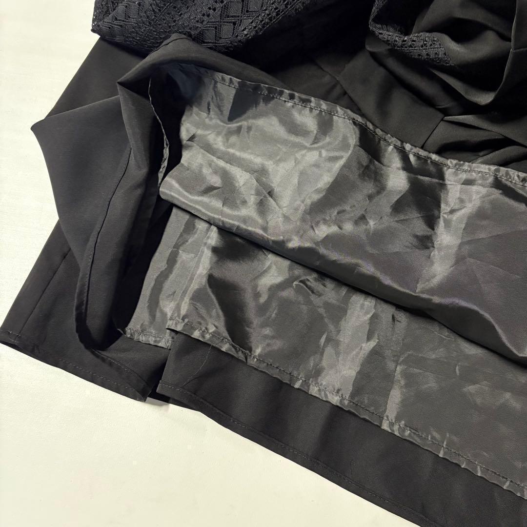 カラルス　バックリボンデザイン袖スリットレースワンピースドレス　大きいサイズ