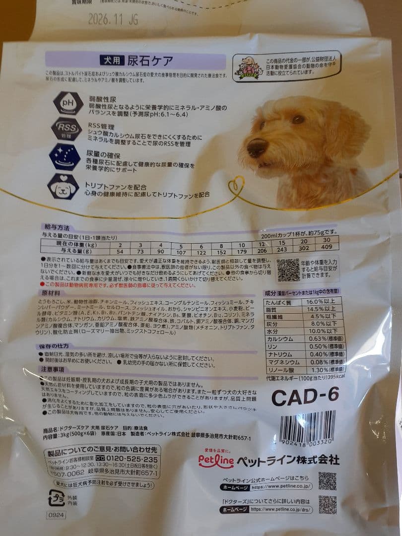 にゃん様ドクターズケア犬用療法食尿石ケア3kg×2袋