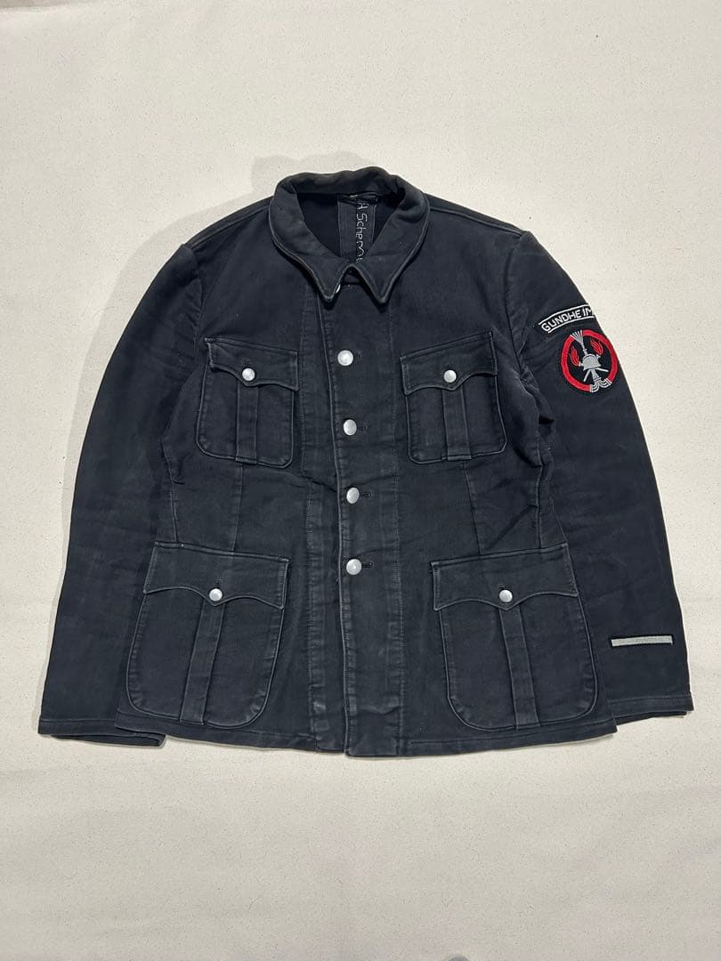 50s〜60s ドイツ軍　モールスキンジャケット　ブラック　メタルボタン