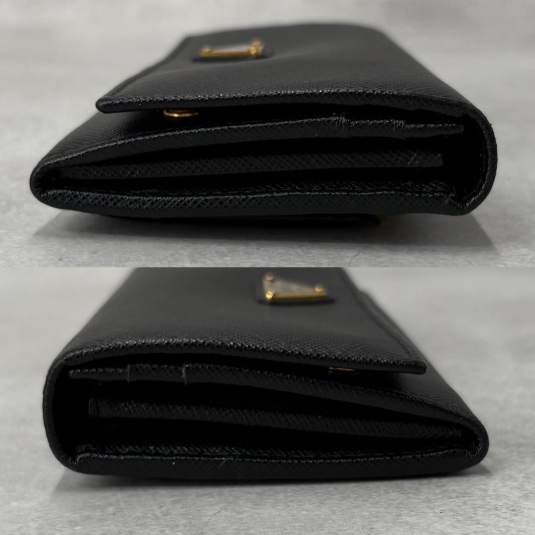 【極美品】PRADA 長財布 三角ロゴ サフィアーノレザー パスケース付き 箱付