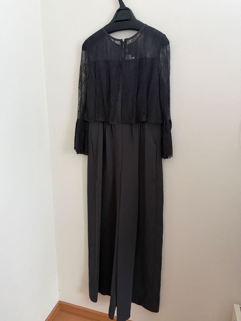 ヤマダヤ　リルフェテ　レース使いパンツドレス　オールインワン　チャコールグレー