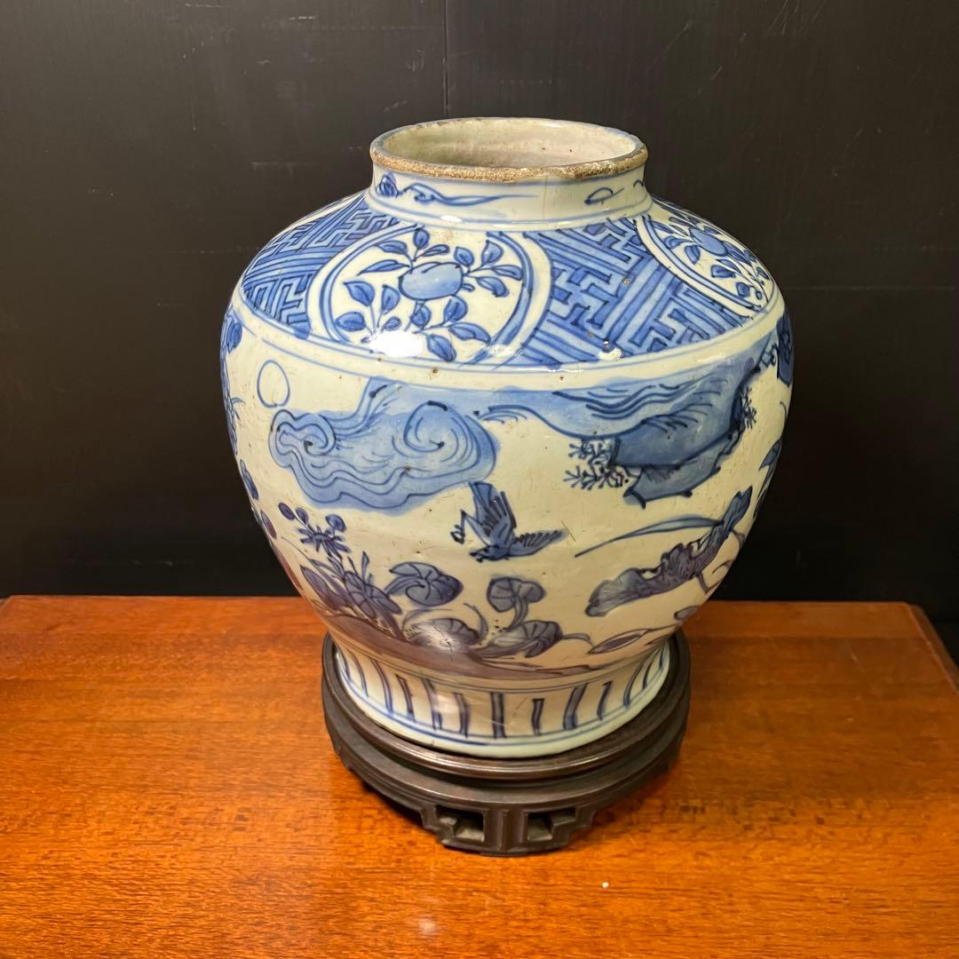 古染付壺 骨董 朝鮮 T0804-6