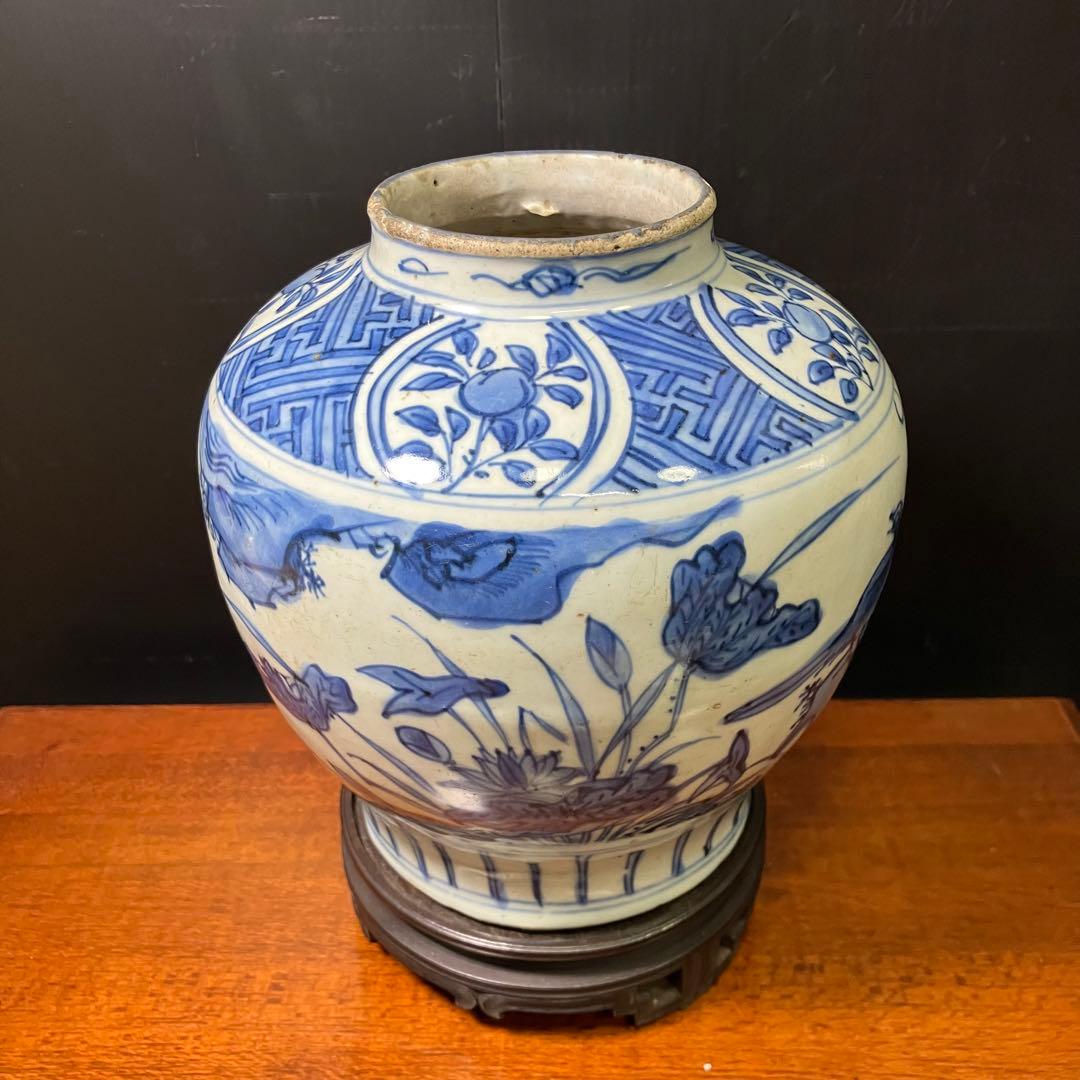 古染付壺 骨董 朝鮮 T0804-6