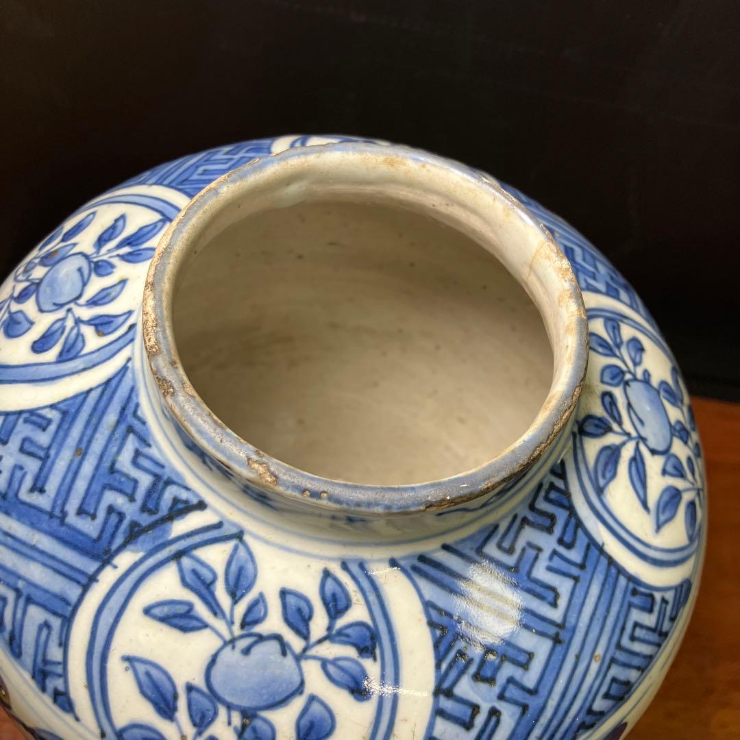 古染付壺 骨董 朝鮮 T0804-6