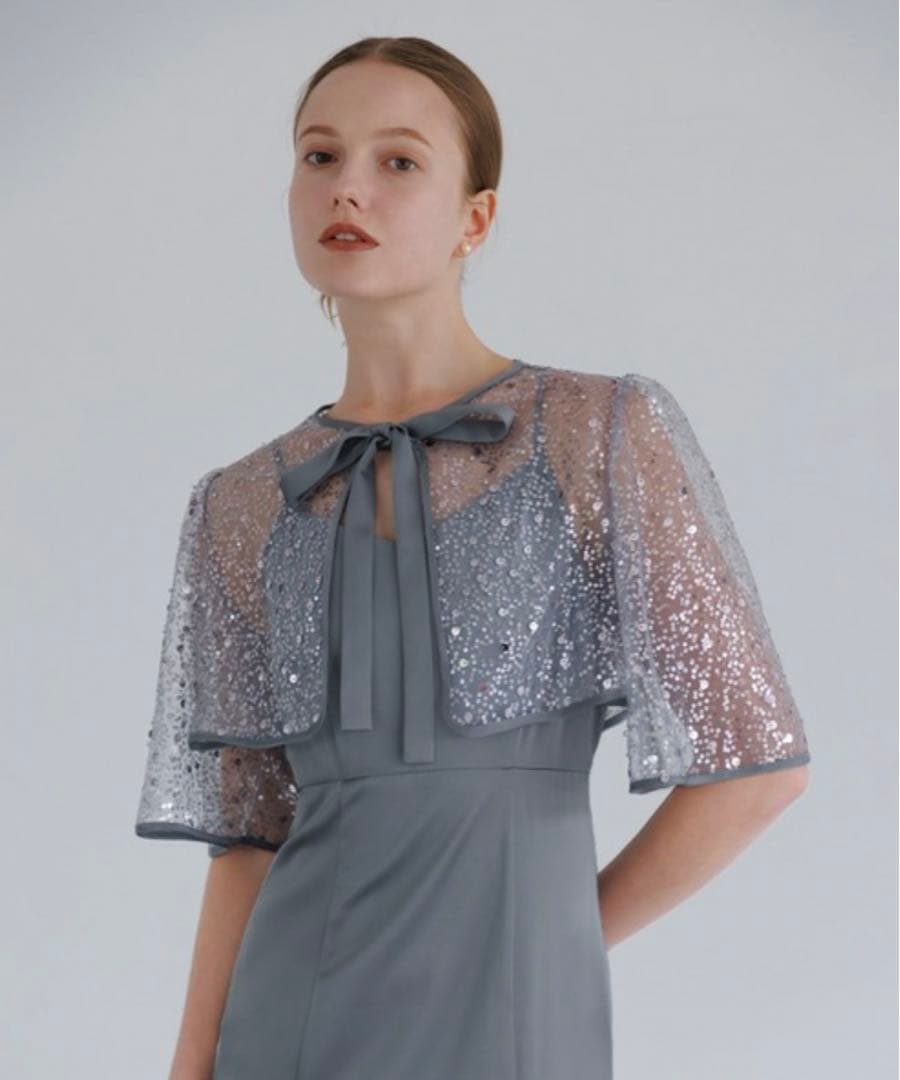 スパンコールビジューボレロマーメイドワンピースドレス結婚式パーティー成人式二次会