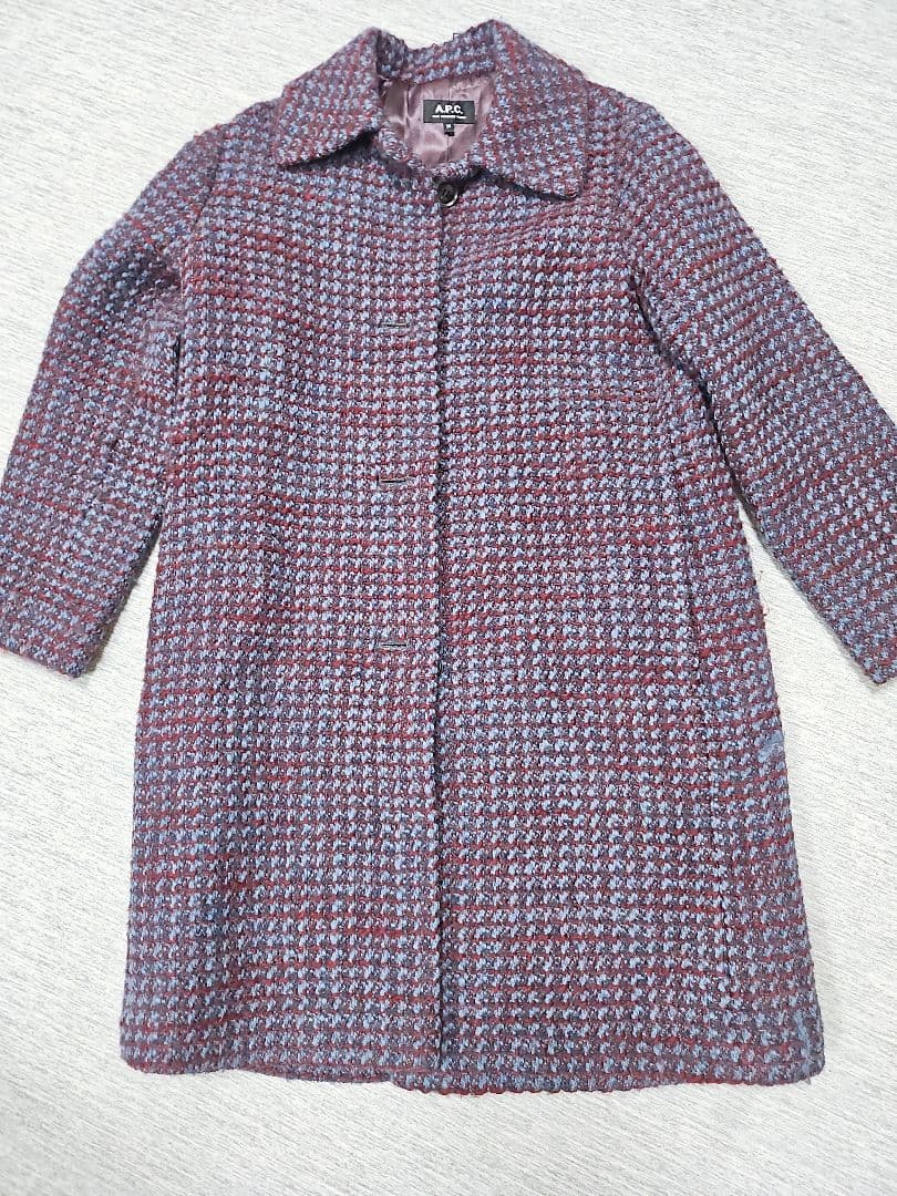 【タカミー】A.P.C アーペーセー ジャガードロングコート ツイード