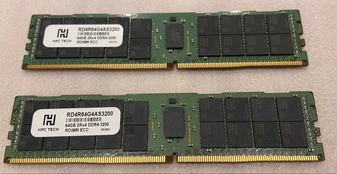 HPC TECH 64GB DDR4-3200 RDIMM ECC 2枚
