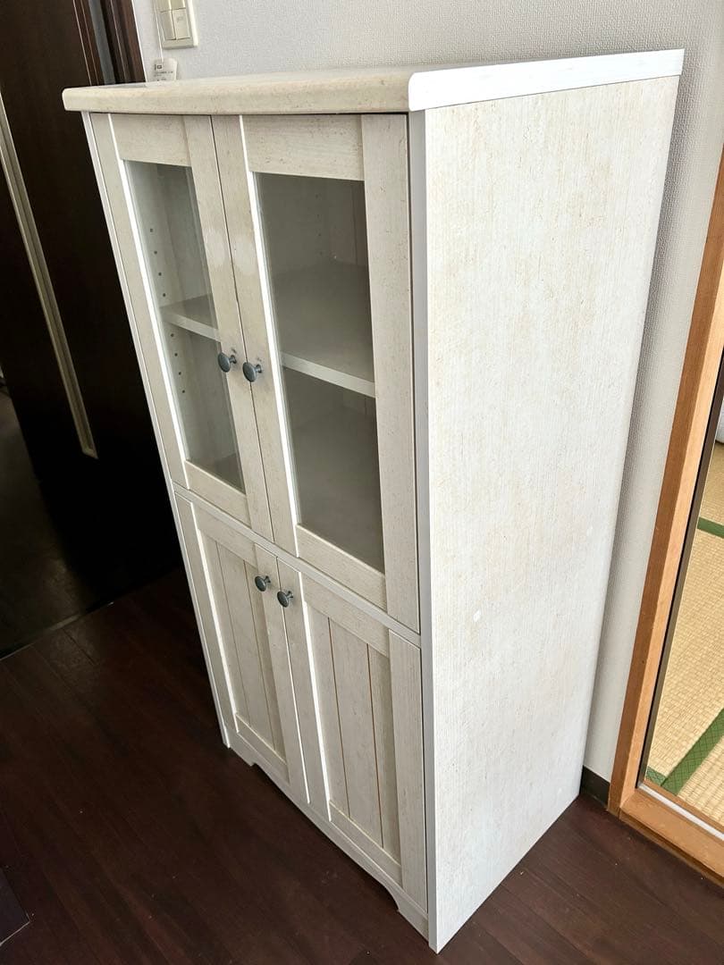 ニトリ　キャビネット　食器棚　木製　ホワイト