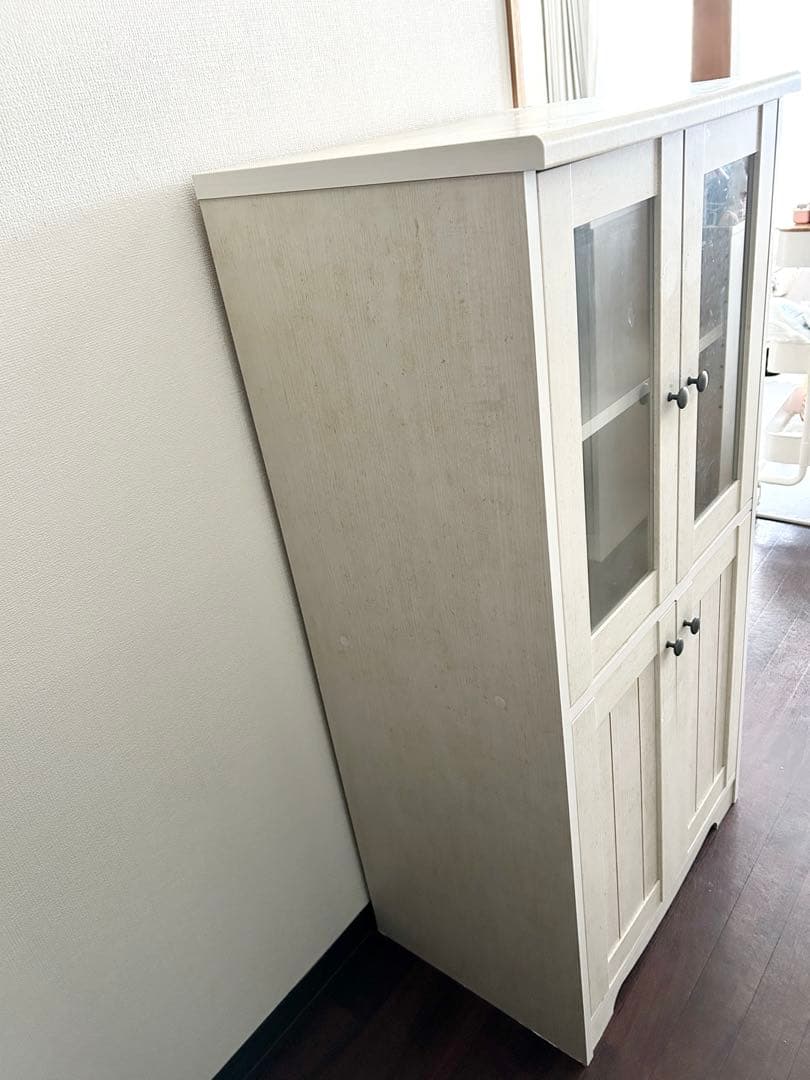 ニトリ　キャビネット　食器棚　木製　ホワイト