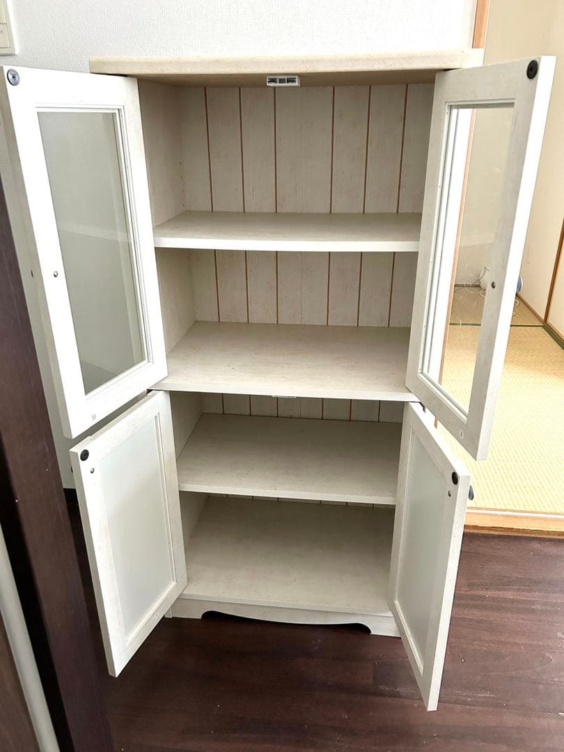 ニトリ　キャビネット　食器棚　木製　ホワイト