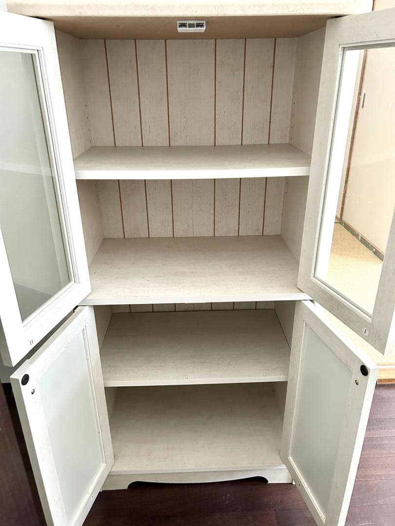 ニトリ　キャビネット　食器棚　木製　ホワイト