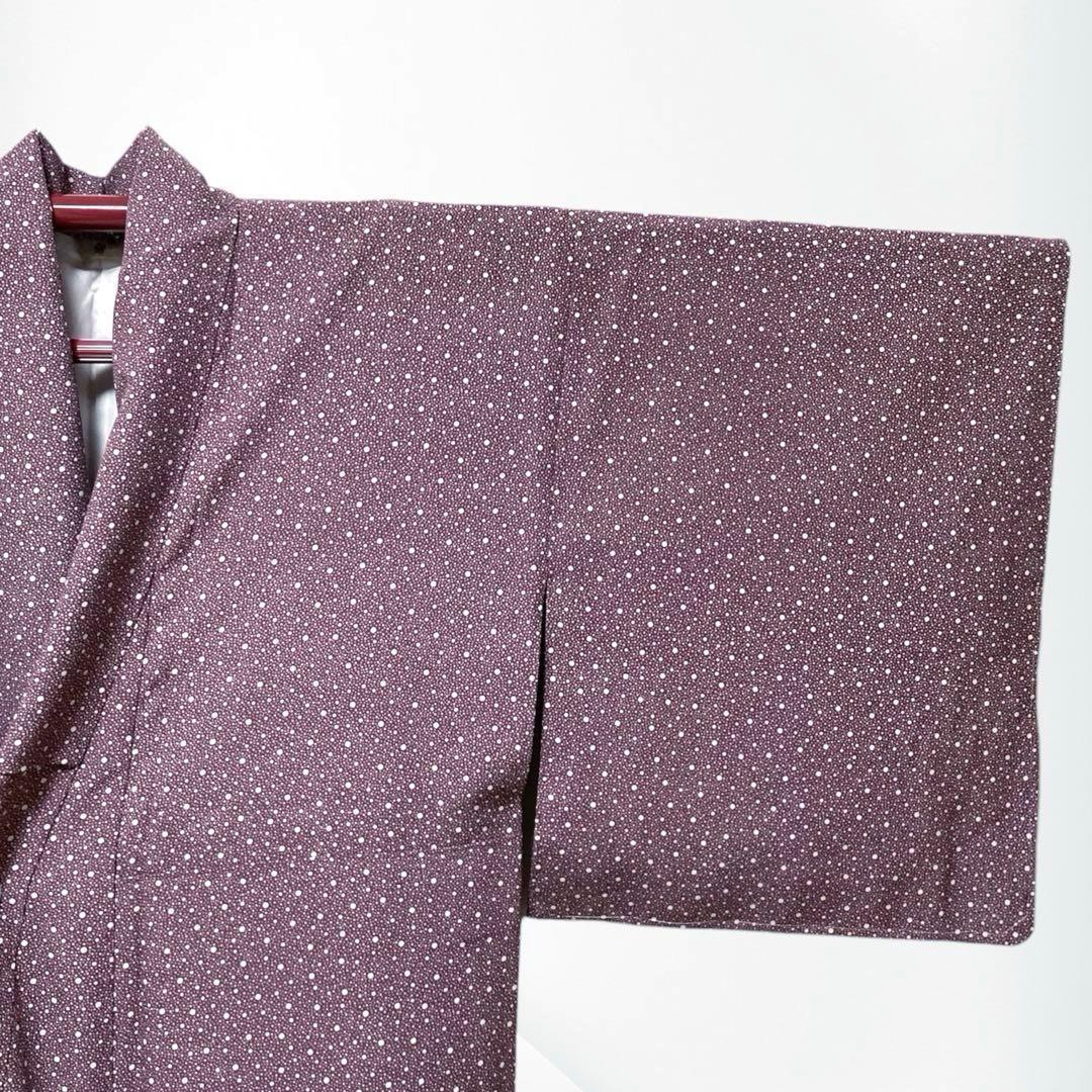 【未使用美品✨】東レシルック　さんび　洗える着物　江戸小紋　大小あられ　紫色H1