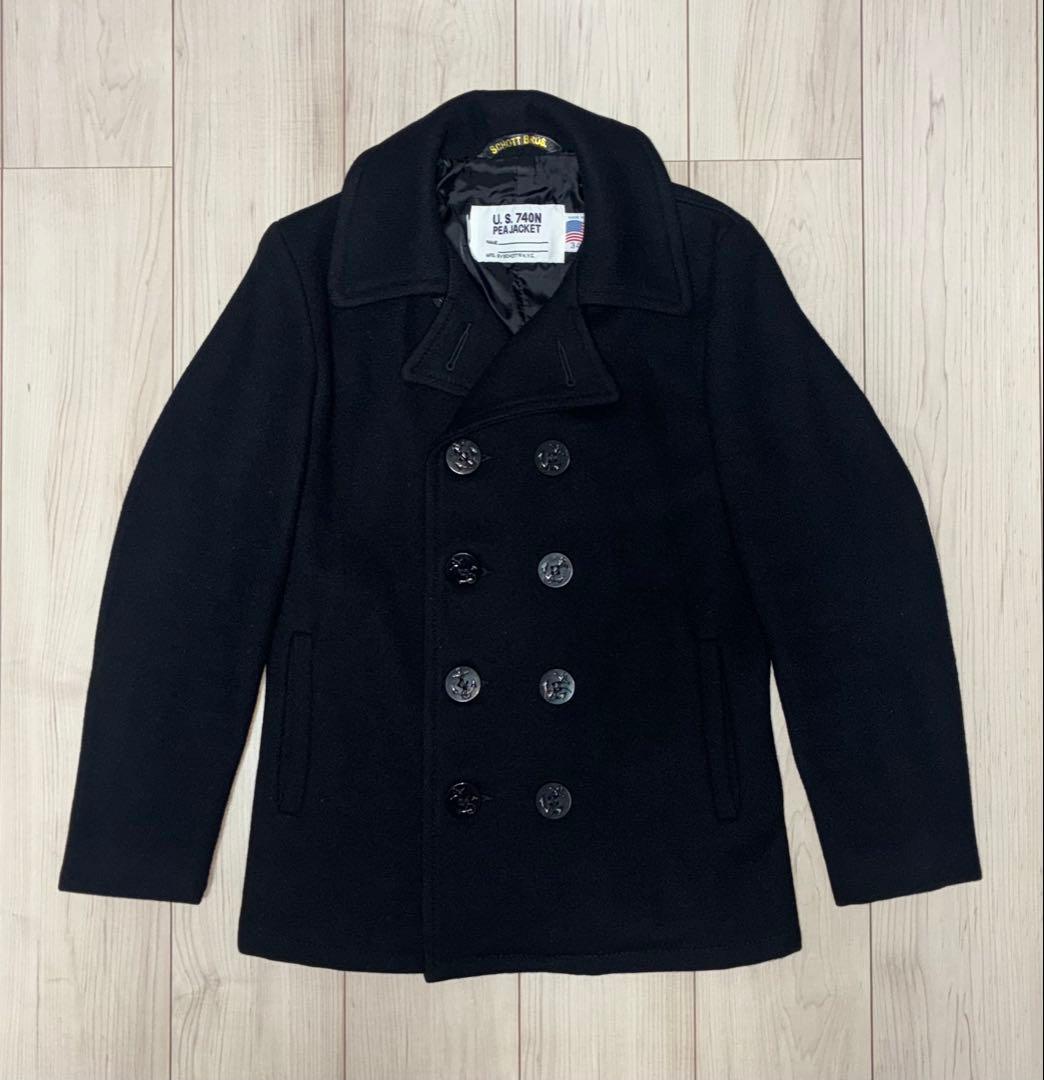 34 良品 Schott 753US Pコート ピーコート タイト スリム 濃紺