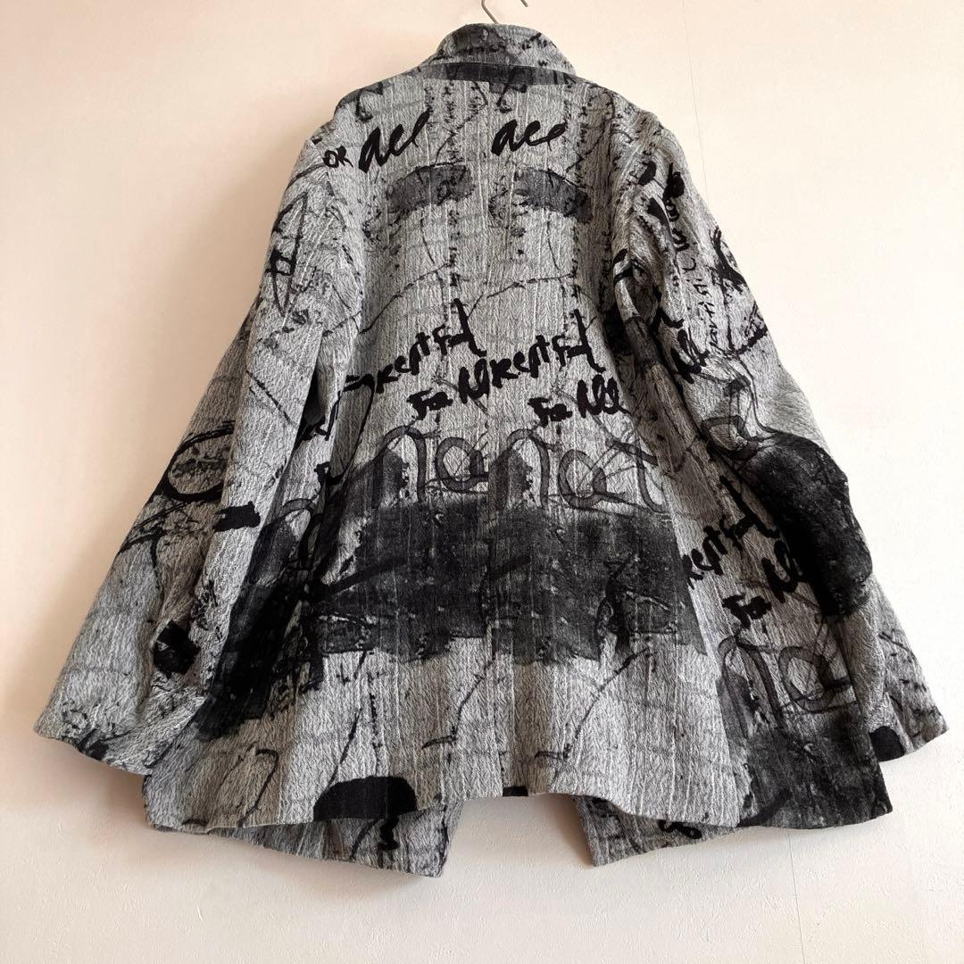 芽風センソユニコ　総柄 ワイヤーカラーウールジャケット 38