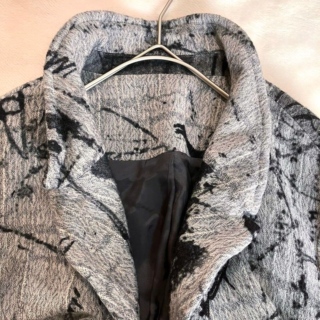 芽風センソユニコ　総柄 ワイヤーカラーウールジャケット 38