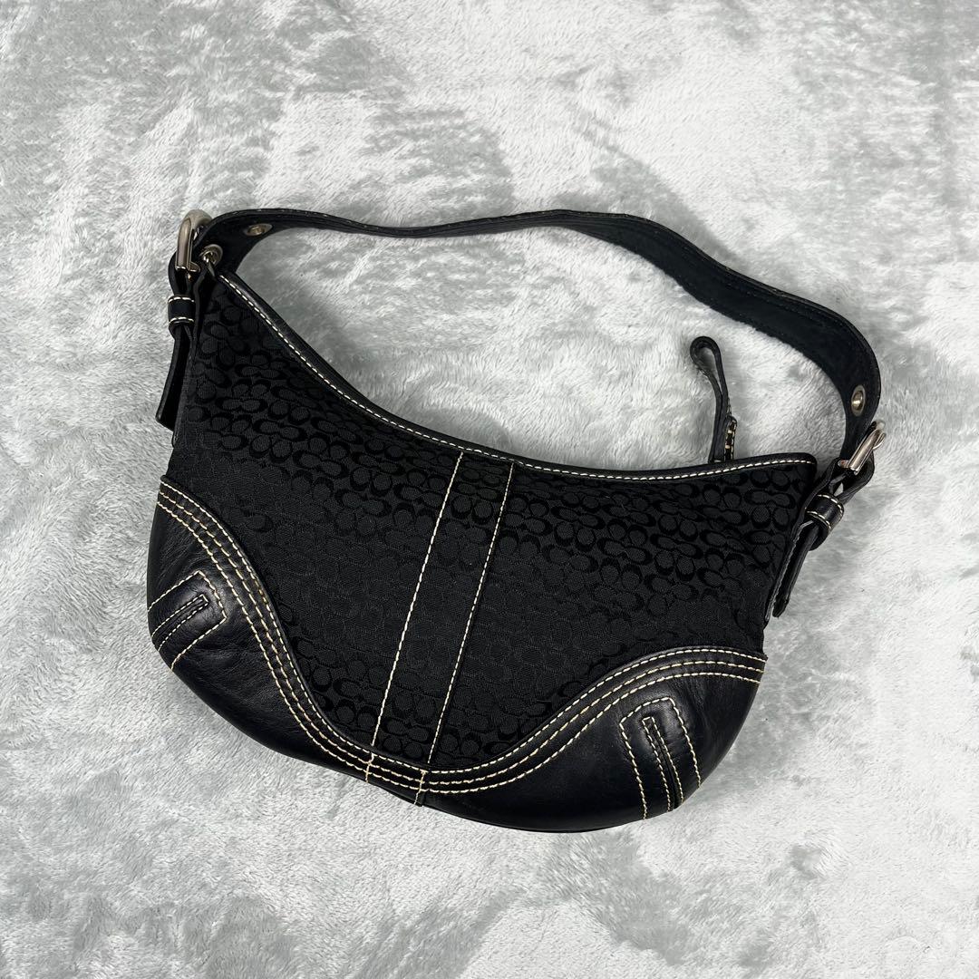 バッグ Coach Hobo Hand Bag Signature Black