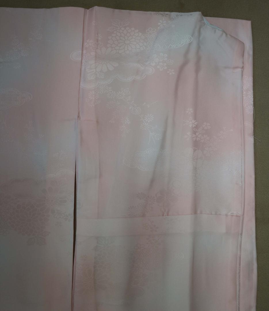 ブルー振袖（正絹）・六通袋帯（正絹）・長襦袢（合繊）三点セット 【美品】Sサイズ