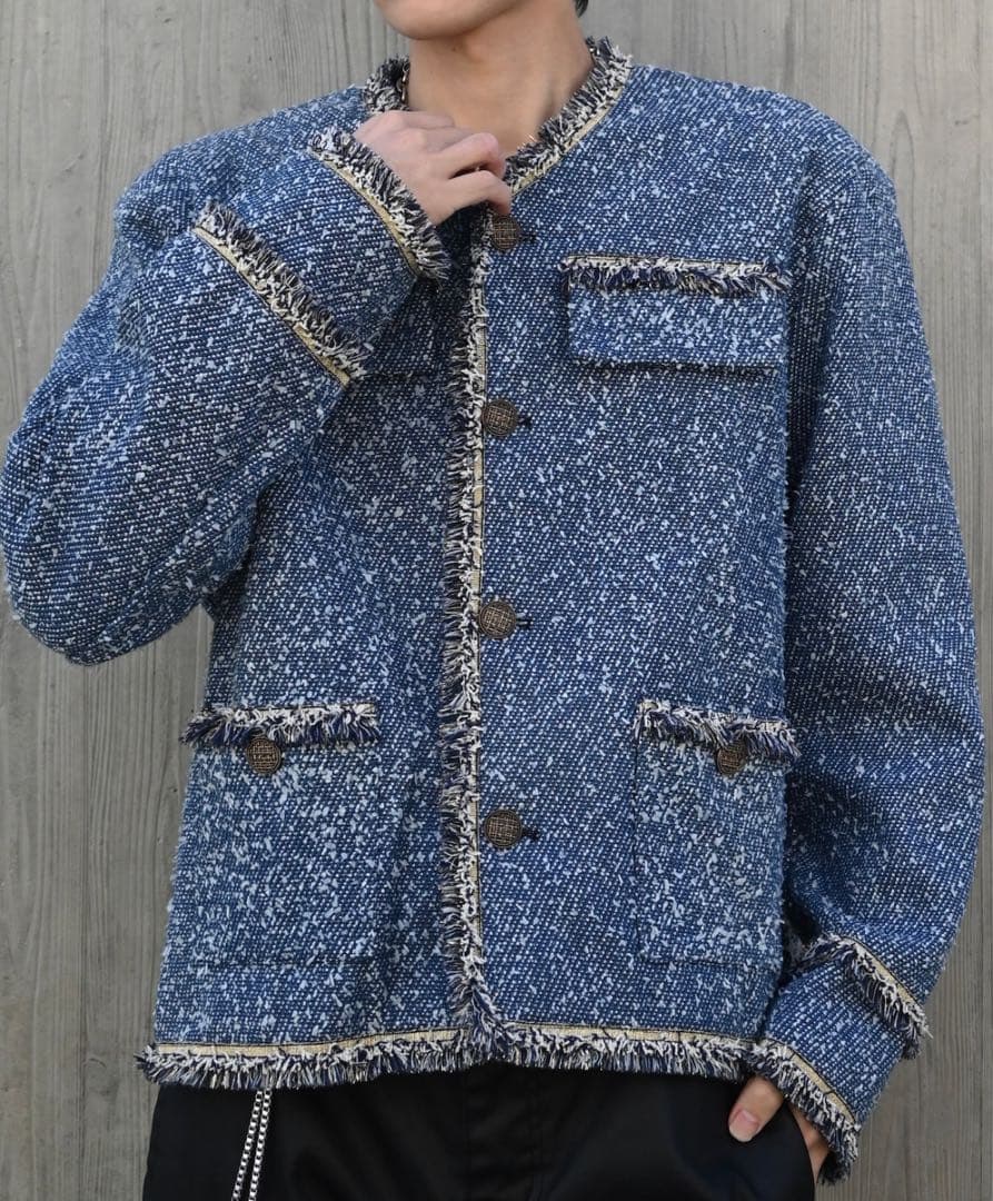 ALUDE ツイードジャケット ブルー　定価二万　韓国　アルードセレクトデニム