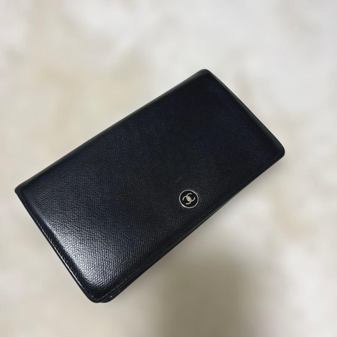 CHANEL 二つ折り長財布 ブラック ココマーク