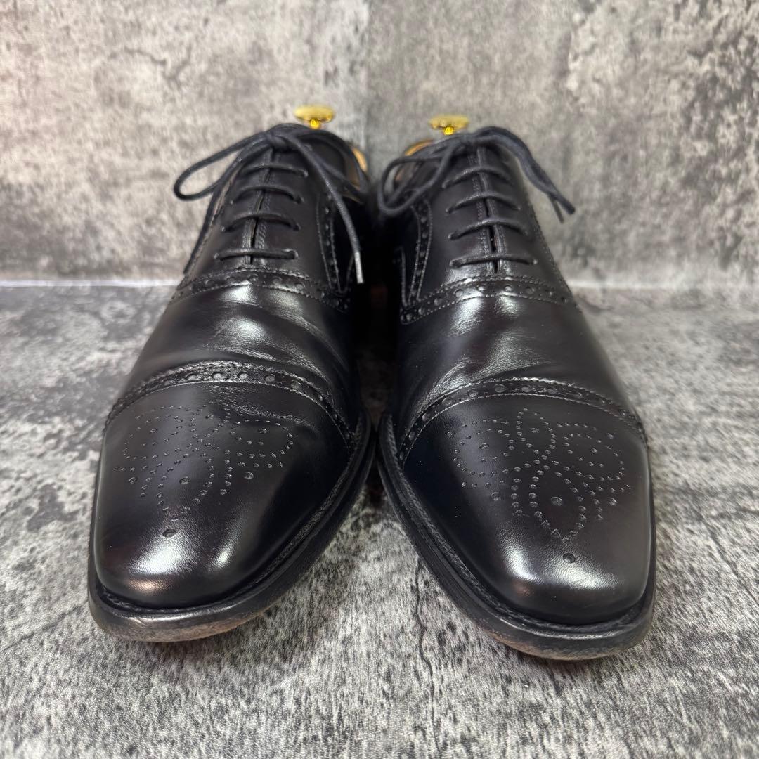 【美品】マグナーニ メダリオン ストレートチップ 10.5 ブラック レザー