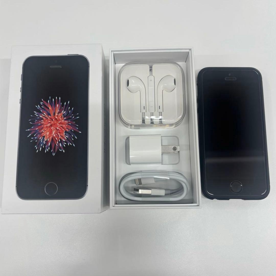 Apple iPhone SE シルバー 本体 Spigenケース、付属品付き