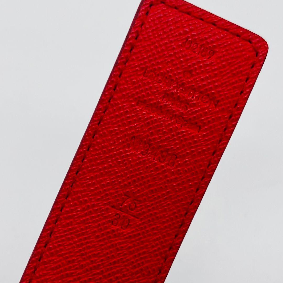 ルイヴィトン　サンチュール LV　イニシアル　ベルト ブラウン　レッド レザー