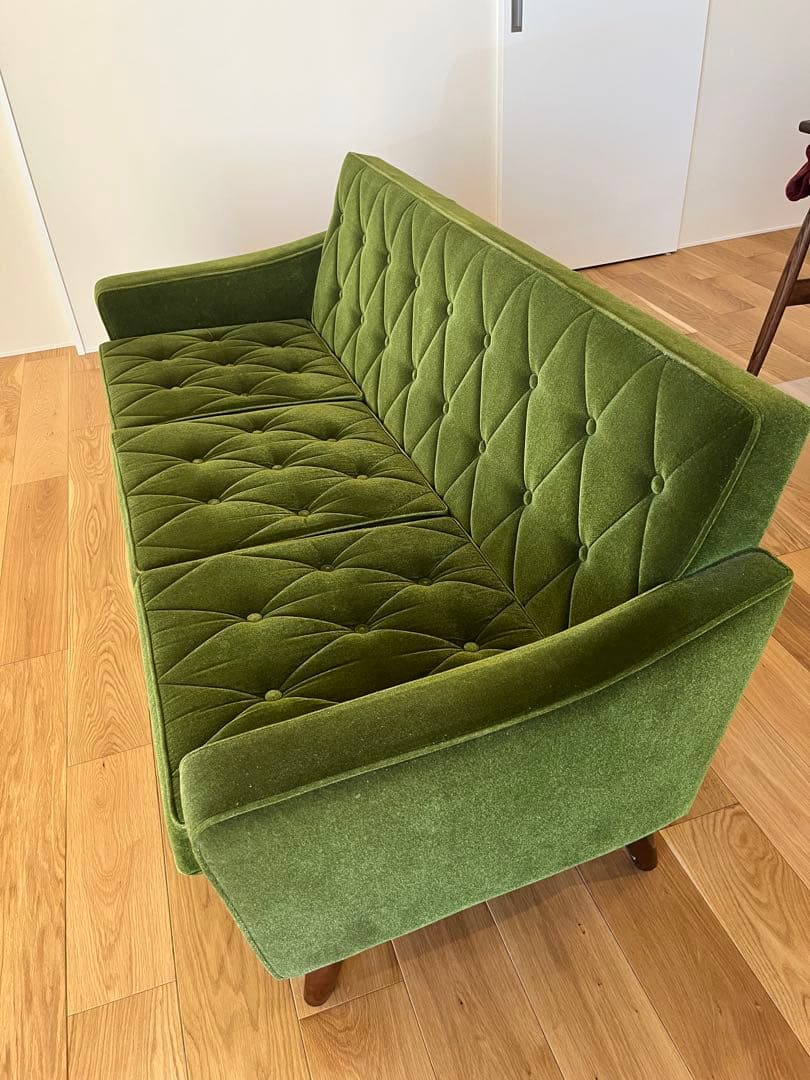 カリモク60 3シーター ソファ モケットグリーン