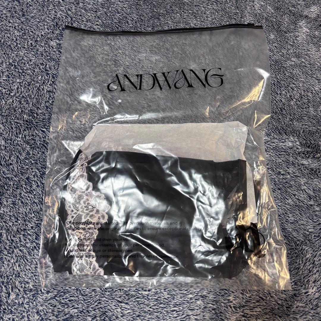 新品　andwang Layered like lace satin skirt