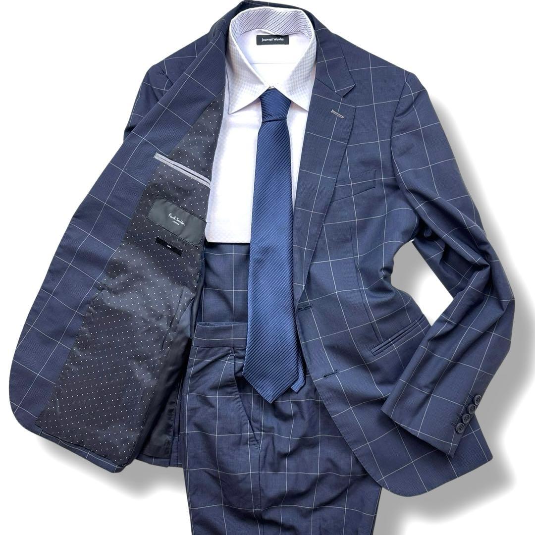 ポールスミス スーツ セットアップ super120's チェック ネイビーM