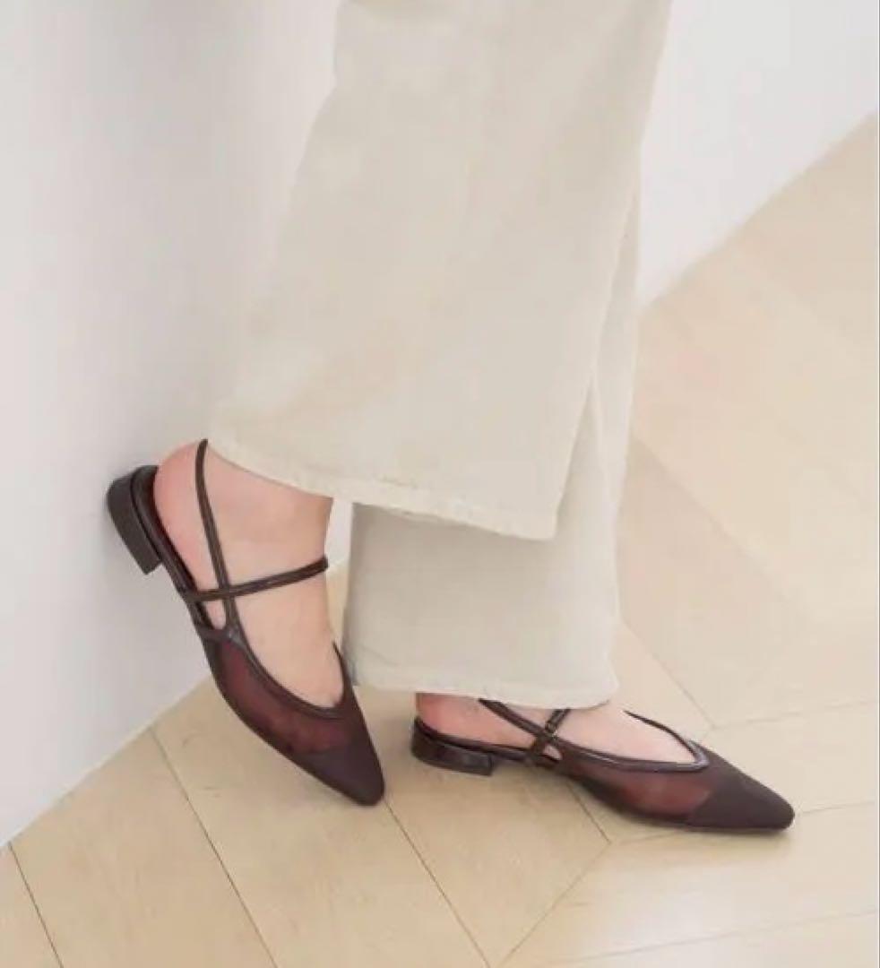 LE TALON シアーストラップスリングバック ブラウン 23