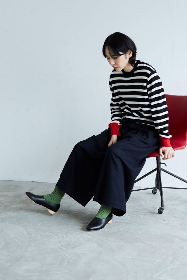 atelier naruseアトリエナルセ◼︎ウールフラノガウチョパンツ◼︎ブラック