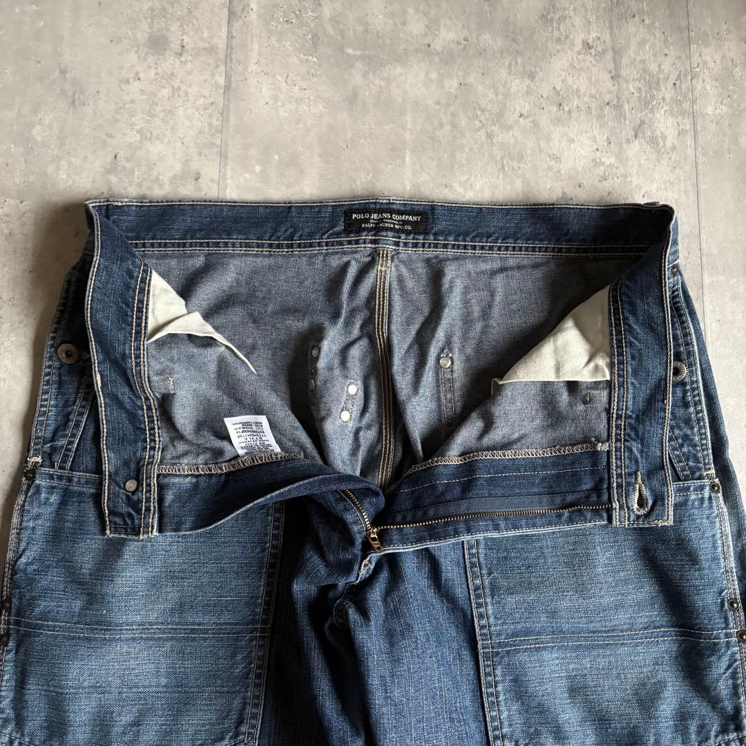 【90s polo jeans】バギーデニムパンツ　ダブルニー　極太　y2k