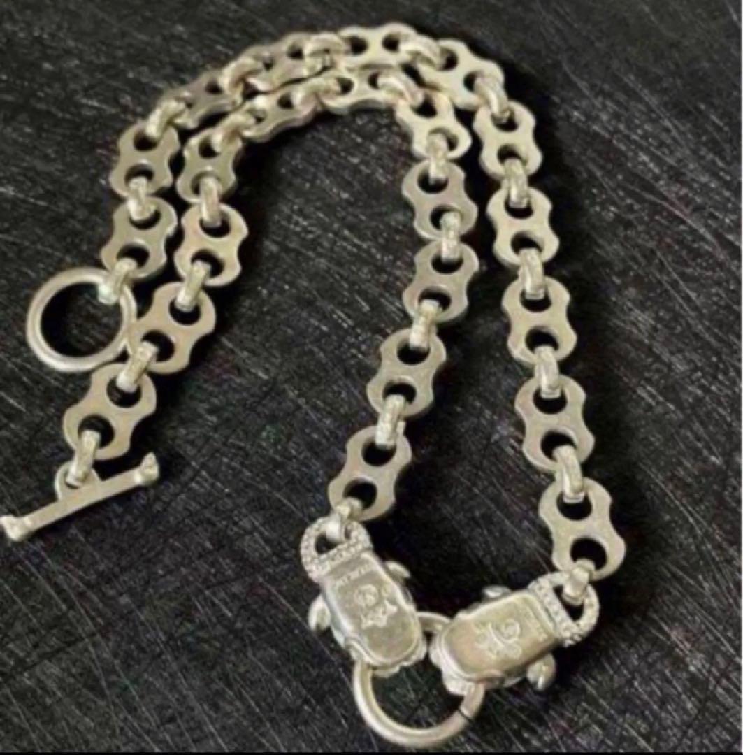 シルバー925 ヴィンテージチェーン　ピットブル彫刻　ネックレス