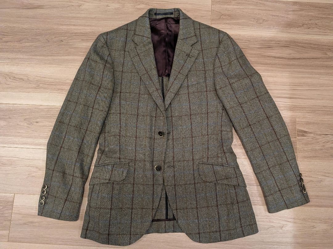 HACKETT テーラードジャケット 英国グリーン系 チェック柄