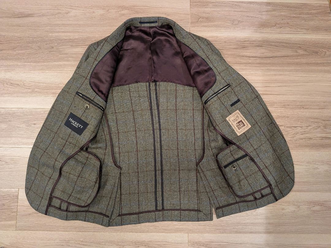 HACKETT テーラードジャケット 英国グリーン系 チェック柄