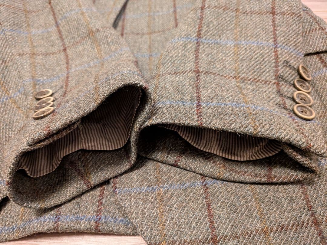 HACKETT テーラードジャケット 英国グリーン系 チェック柄