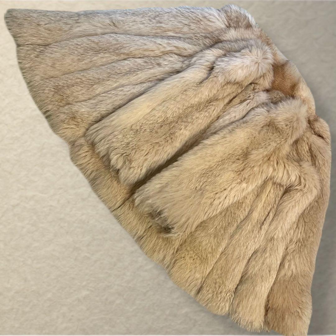 リアルファー 染めブルーフォックス ベージュ〜クリーム系 ハーフコート 13号